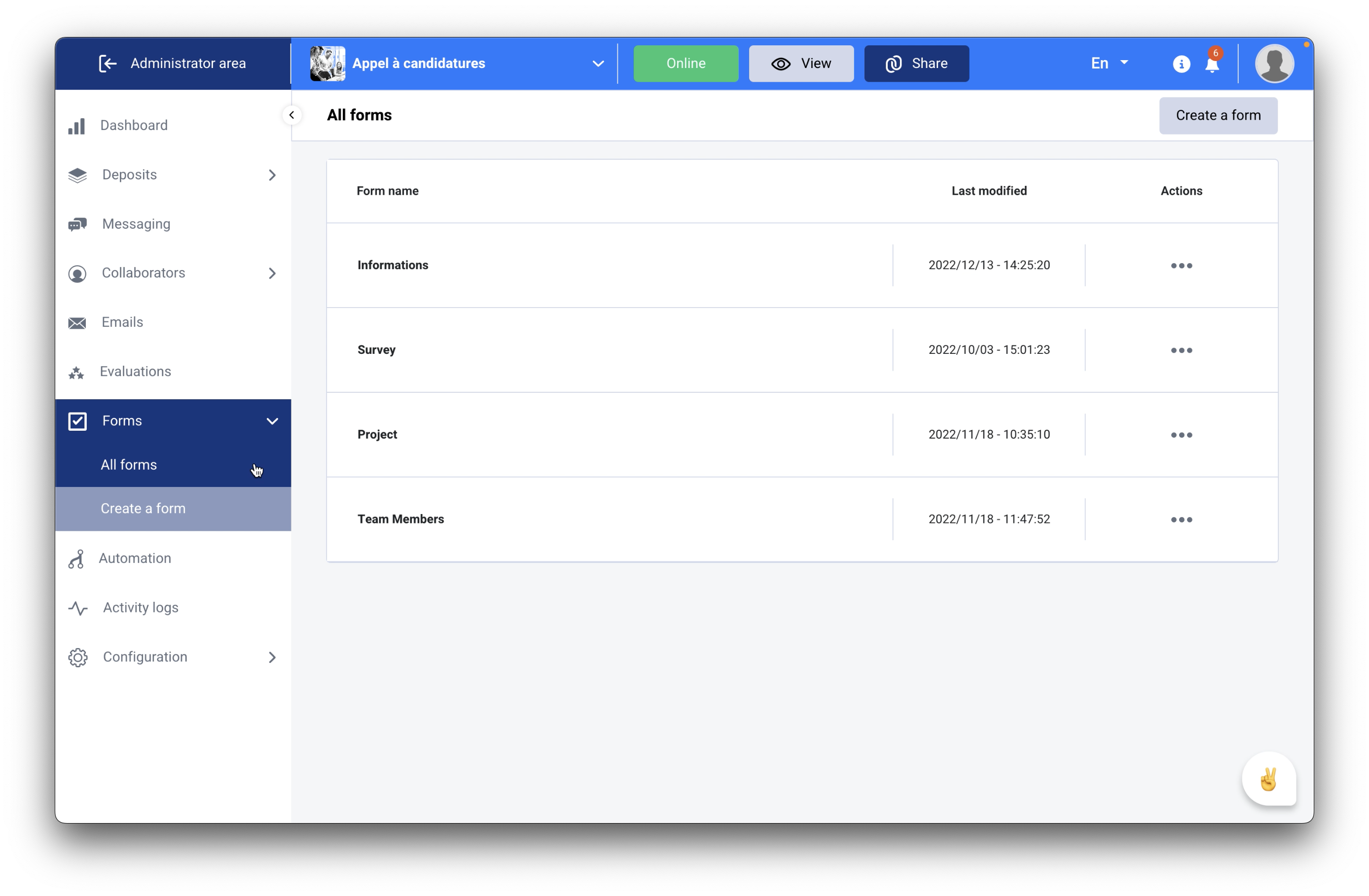 Create a form