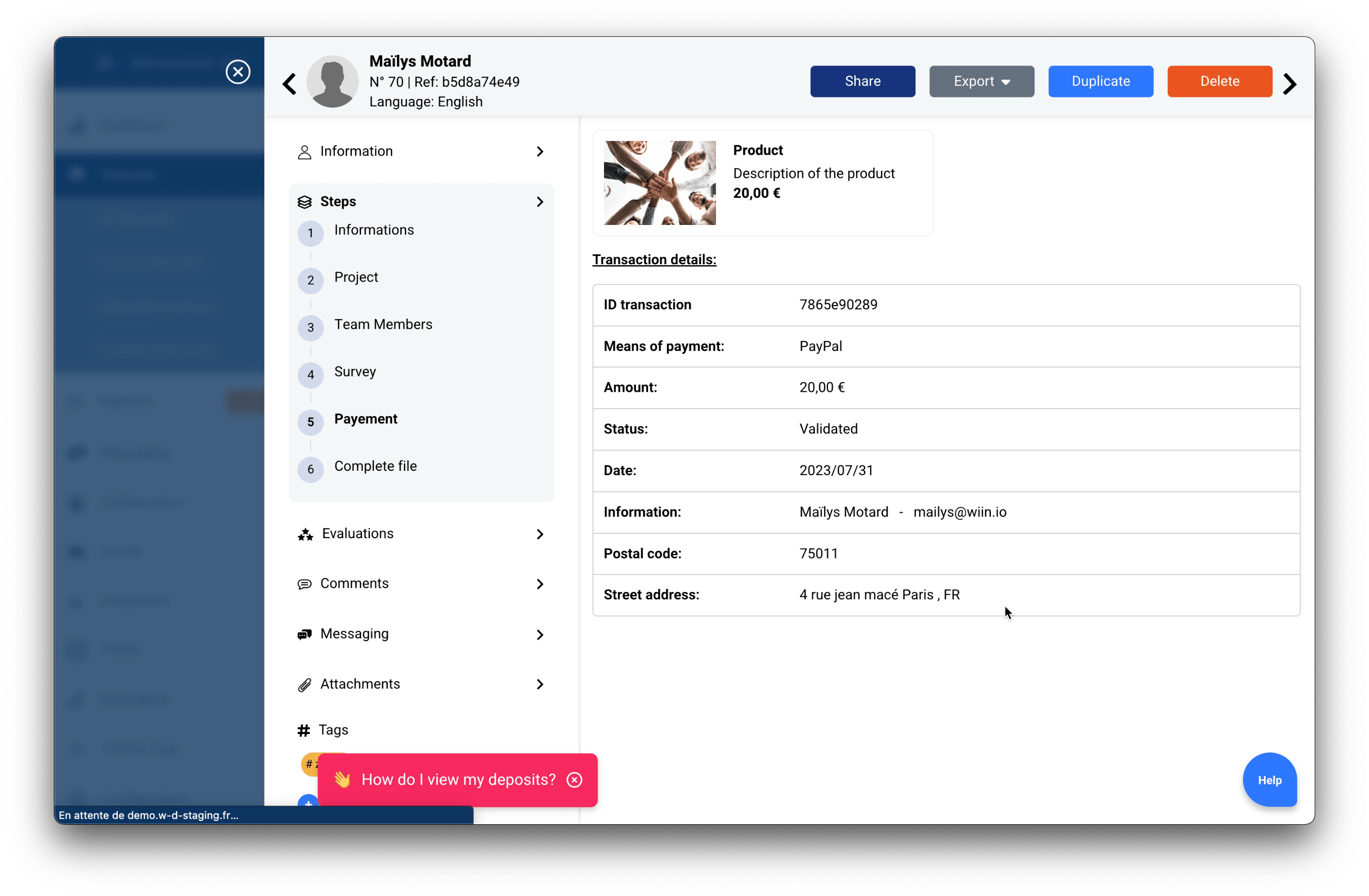 Tracking transactions